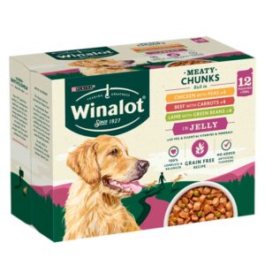 WINALOT Grain Free Meaty Chunks, Multipack 12x100g