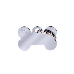MY FAMILY Small Bone Chromed Brass ID Tag