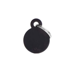MY FAMILY Small Round Aluminium Black ID Tag
