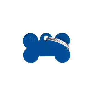 MY FAMILY Small Bone Aluminium Blue ID Tag