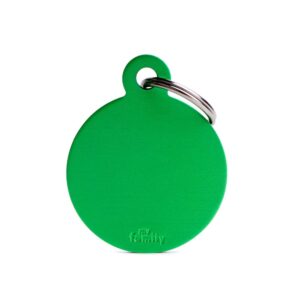 MY FAMILY Big Round Aluminium Green ID Tag
