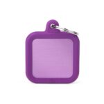 MY FAMILY Purple Square Rubber ID Tag