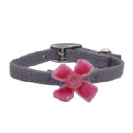 LI’L PALS Safety Kitten Collar with Pink Flower, Grey