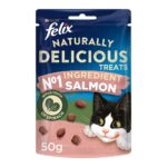 FELIX Naturally Delicious Cat Treats, Salmon & Spinach 50g