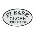 Please Close the Gate Oval Cast Iron Sign