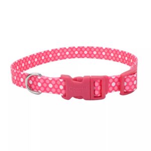 STYLES Adjustable Dog Collar, Pink Dots 25-35cm