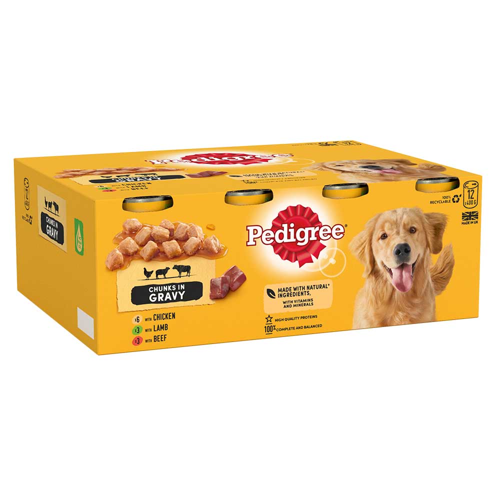 PEDIGREE Wet Dog Food Tins Mixed Selection in Gravy, 12x400g