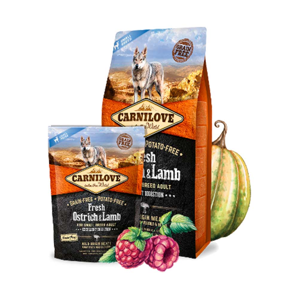 CARNILOVE Adult Small Breed Fresh Ostrich & Lamb Dog Food, 1.5kg