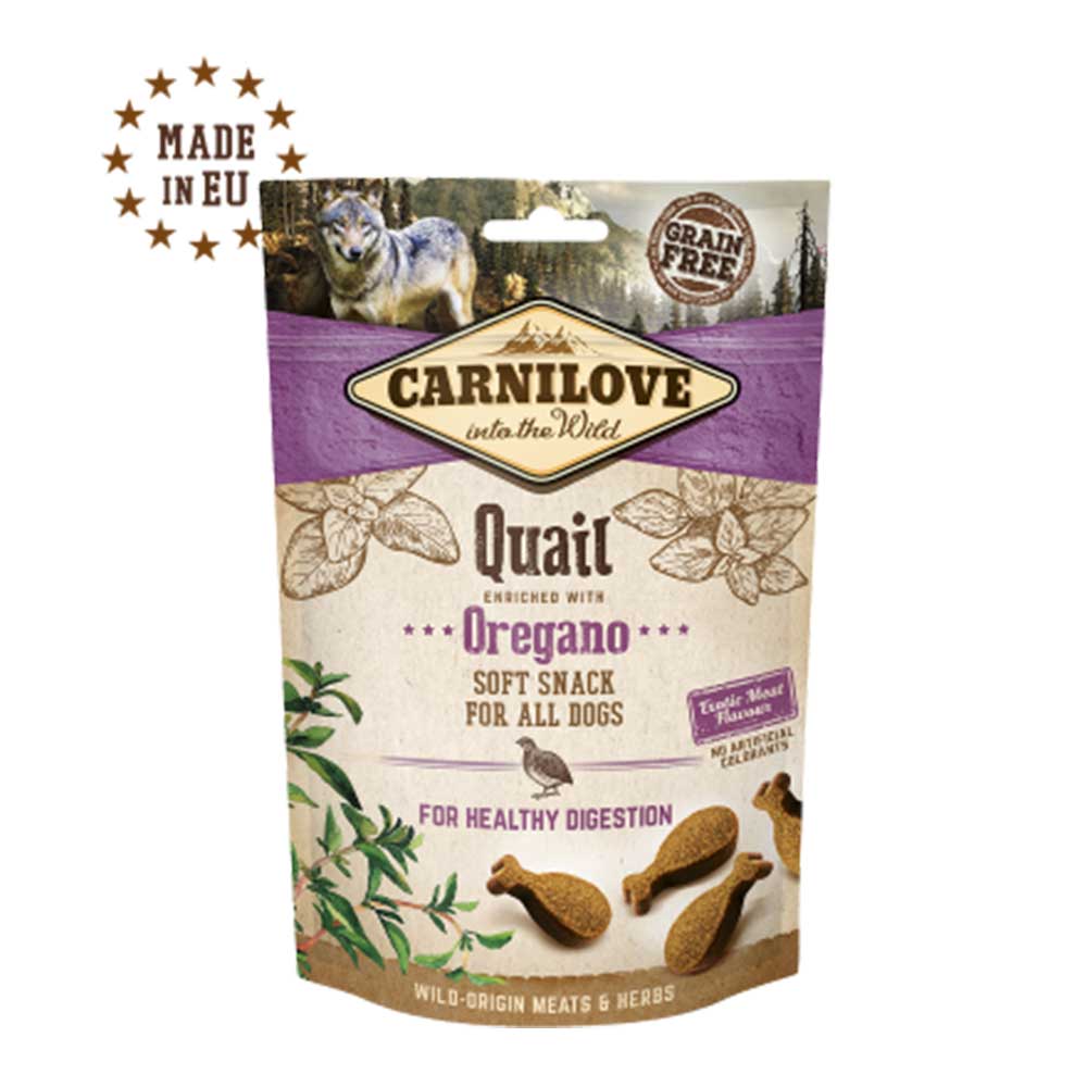 CARNILOVE Semi-Moist Dog Snack, Quail & Oregano