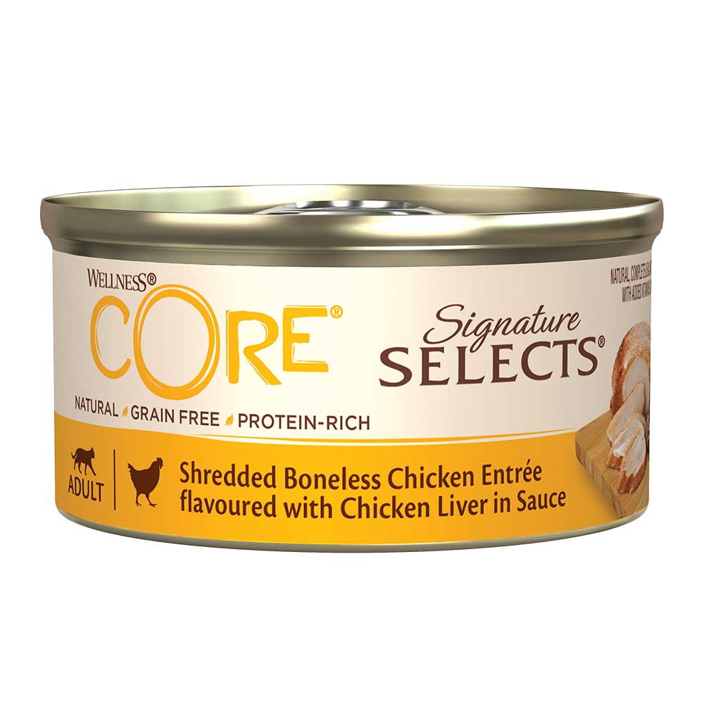WELLNESS CORE Shredded Chicken & Liver Cat Food, 79g