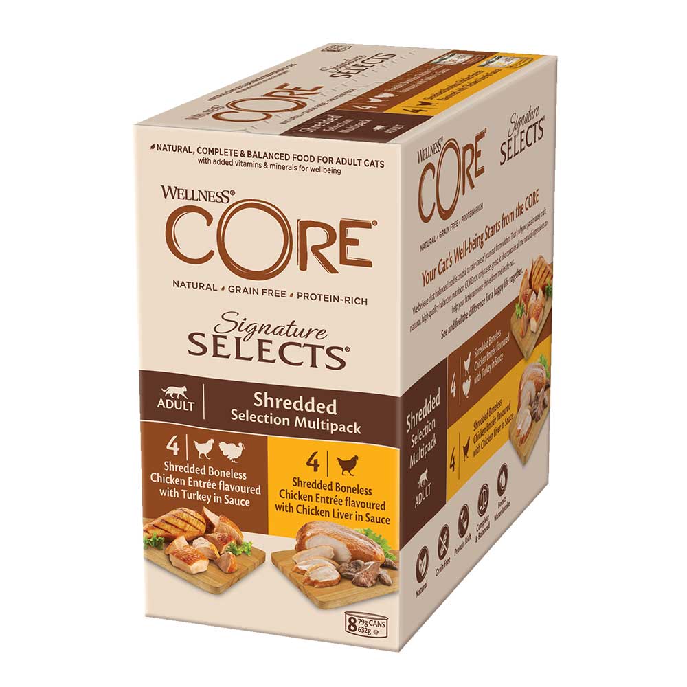 WELLNESS CORE Cat Signature Selects Shredded, 8 Pack