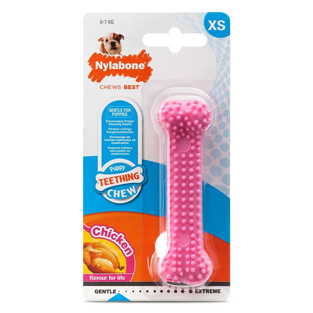 NYLABONE XS Puppy Dental Toy, Pink