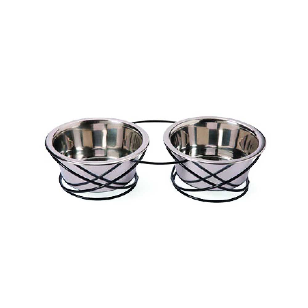 IMAC Bowl Holder with 2 Stainless Steel Dog Bowls