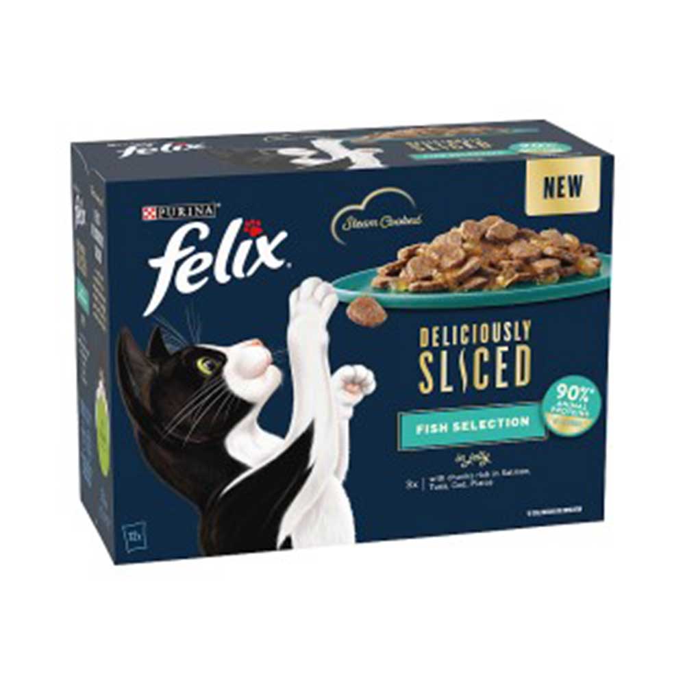 FELIX  Deliciously Sliced Adult Wet Cat Food Ocean Selection, 12x80g