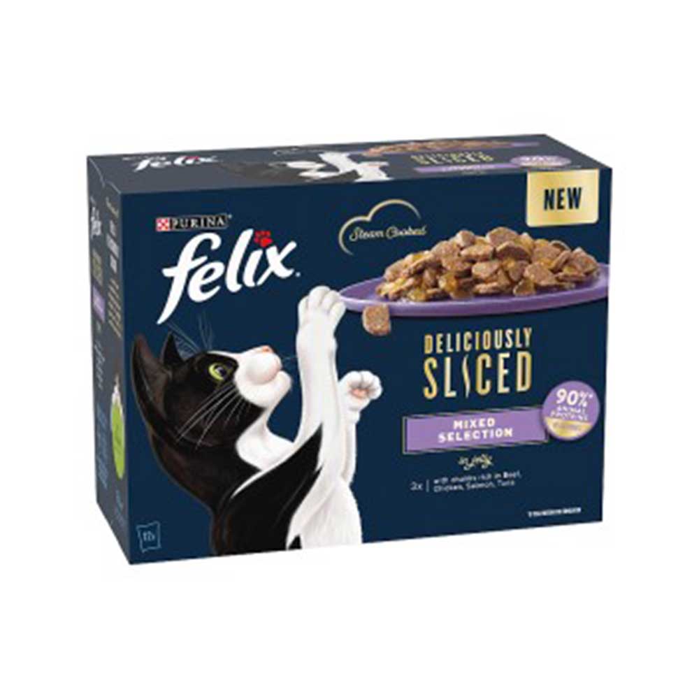 FELIX Deliciously Sliced Adult Wet Cat Food Mixed Selection, 12x80g