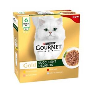 GOURMET Gold Succulent Delights Adult Wet Cat Food Chicken, 8x85g