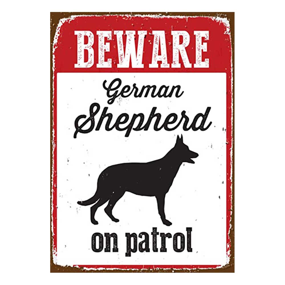 German Shepherd On Patrol Tin Sign