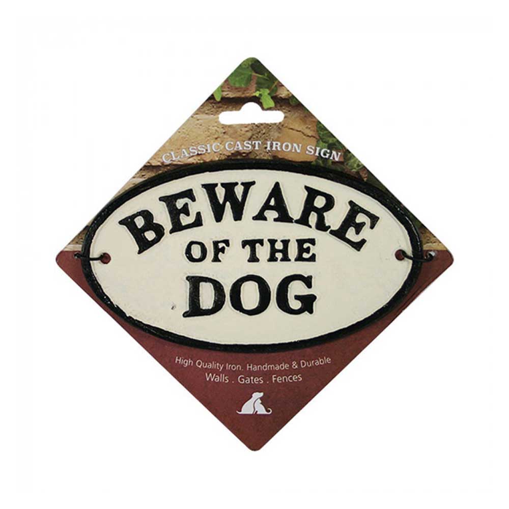 Beware Of The Dog Oval Cast Iron Sign