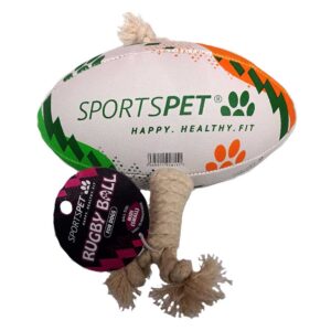SPORTSPET Ireland Rugby Ball with Rope Grips, Midi
