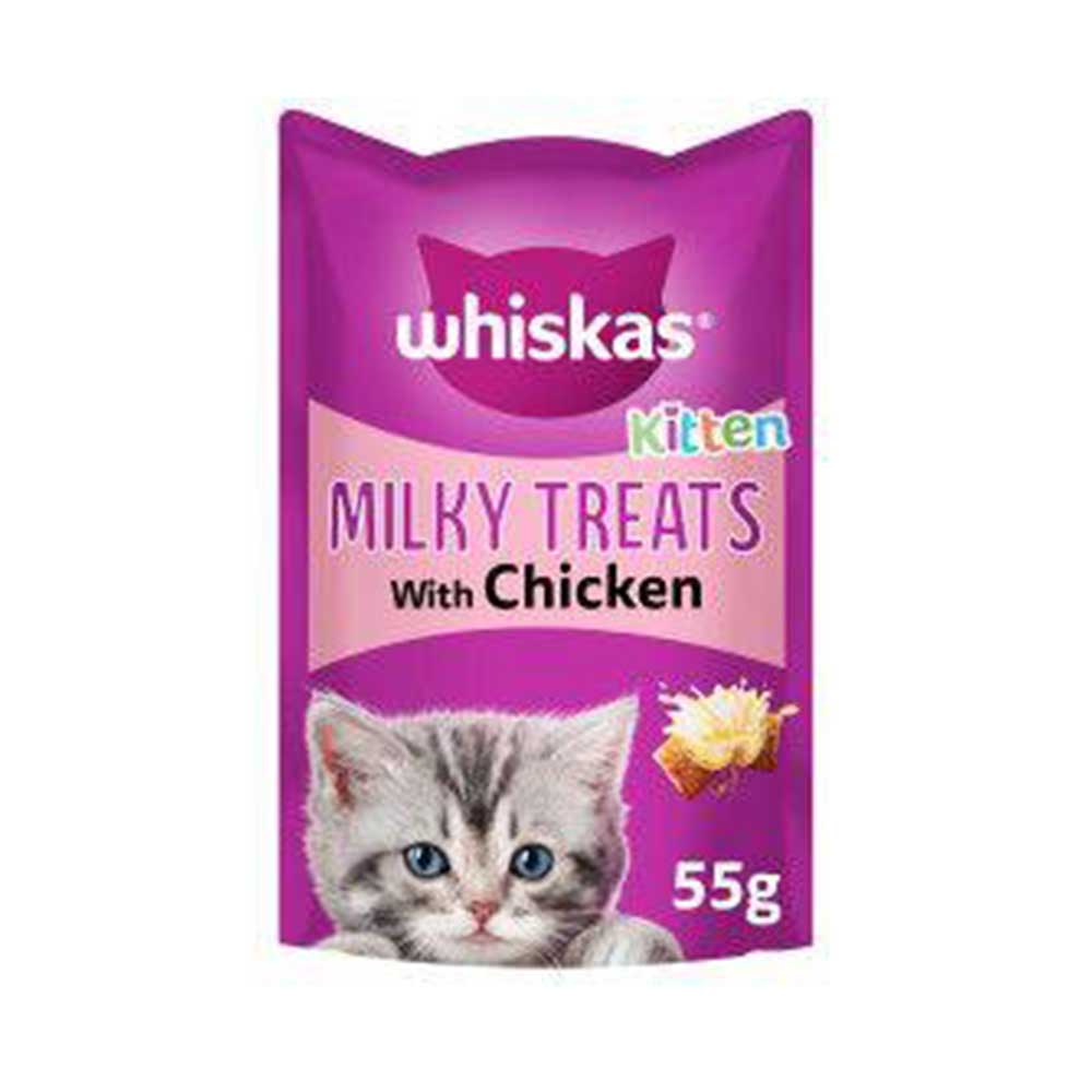 WHISKAS Kitten 2-12 Months Milky Treats with Chicken, 55g