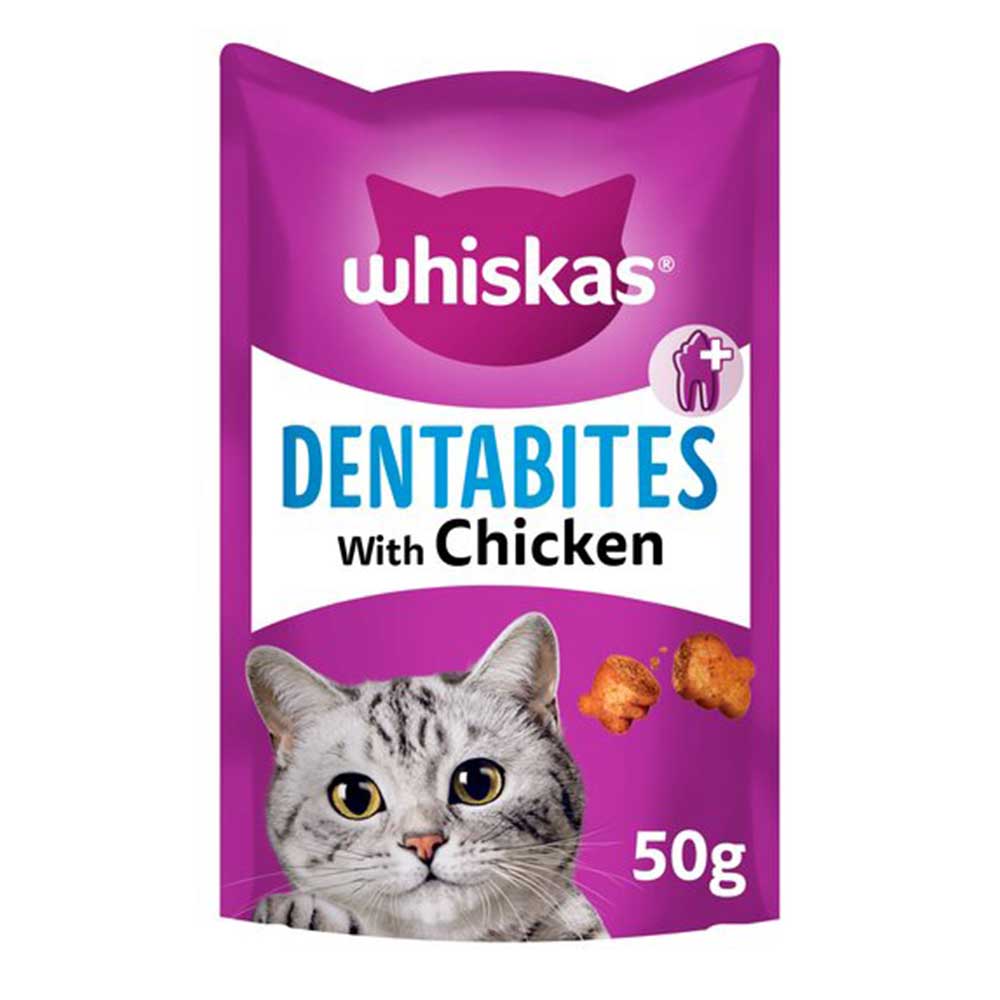 WHISKAS Dentabites with Chicken Adult Cat Dental Treats, 50g