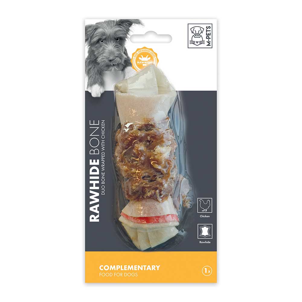 M-PETS Duo Rawhide Bone with Chicken Snack for Dogs