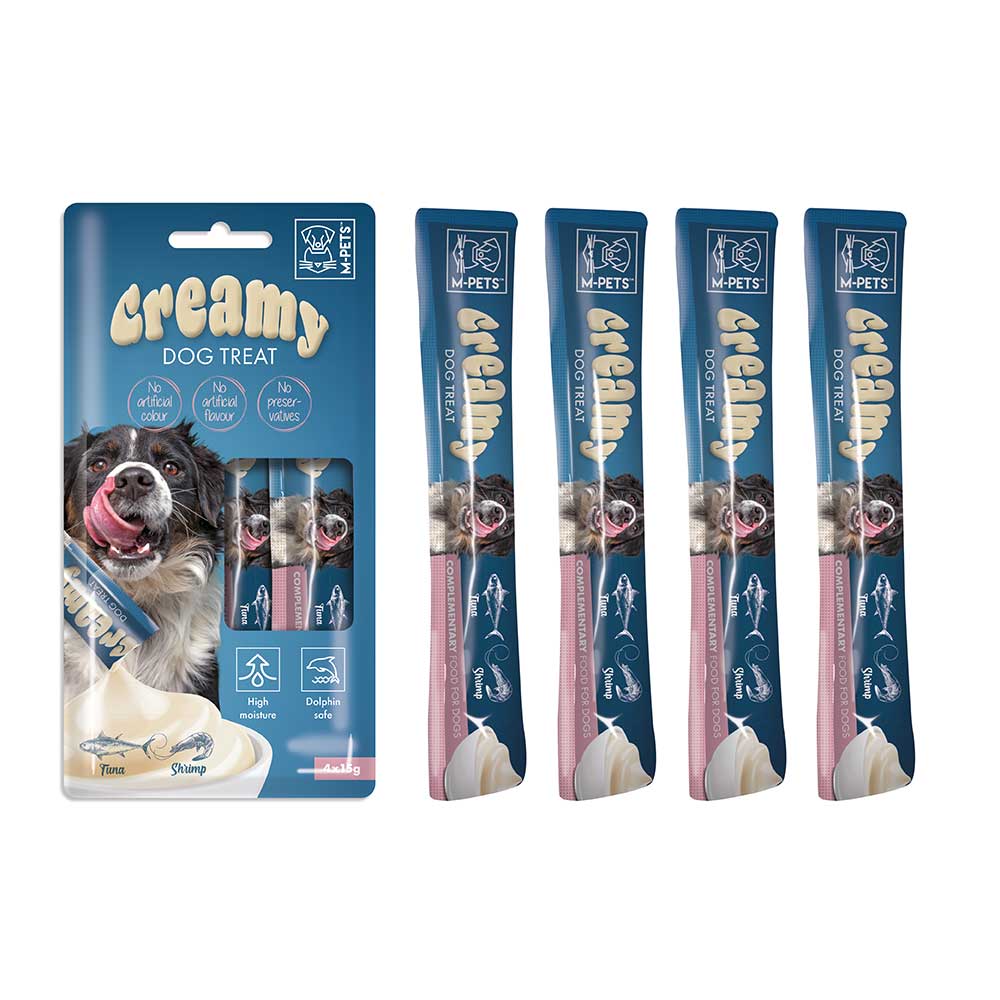 M-PETS Creamy Dog Treats Tuna & Shrimp , 4x15g