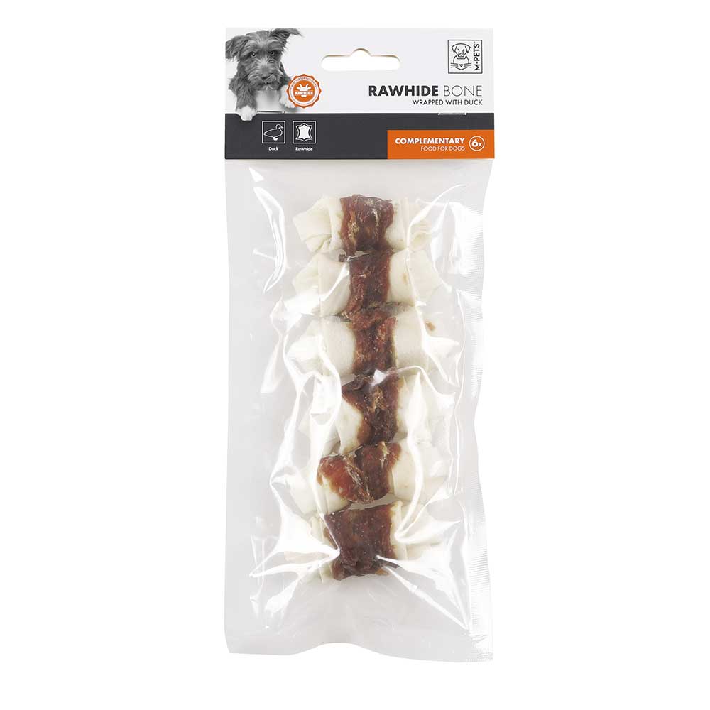 M-PETS Rawhide Bone with Duck, 6 Pack