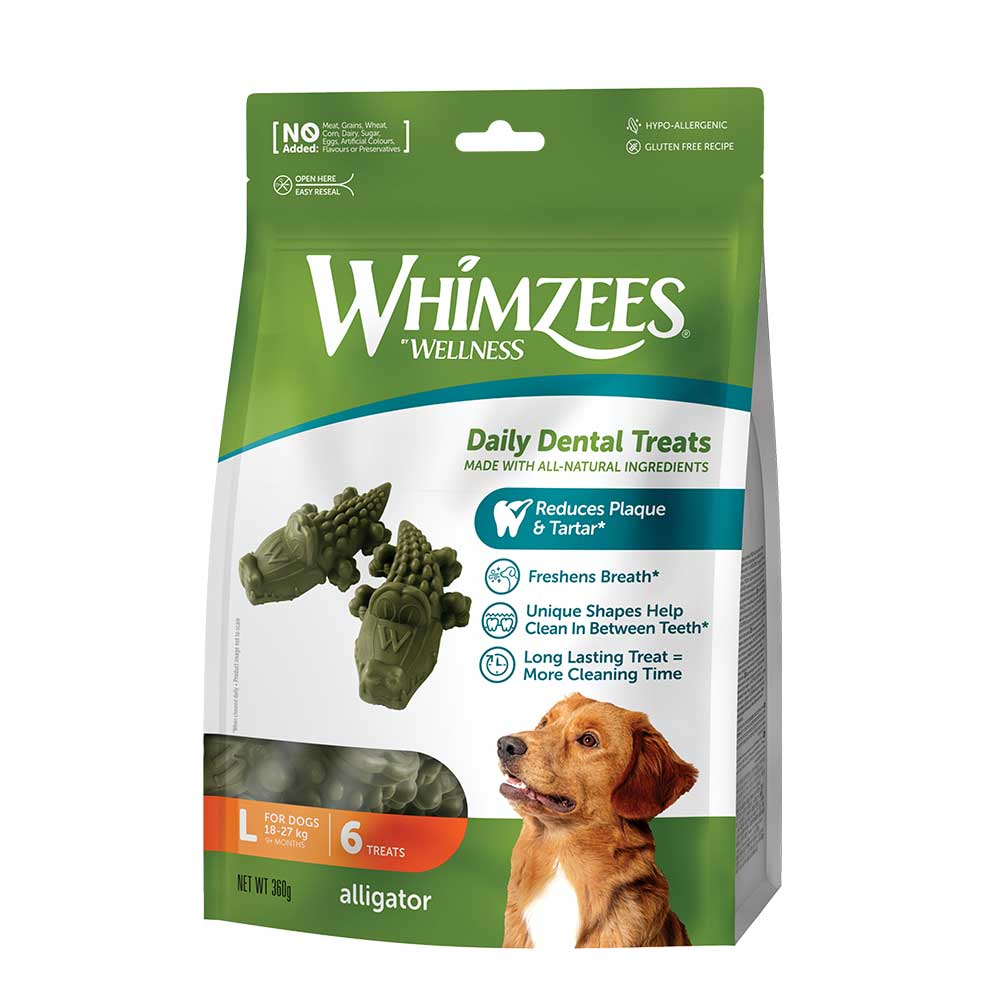 WHIMZEES Alligator Dog Treats, Large 6 Pack