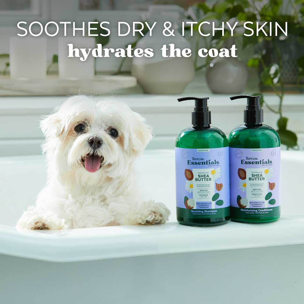 TROPICLEAN Essentials Soothing Pet Shampoo, Shea Butter