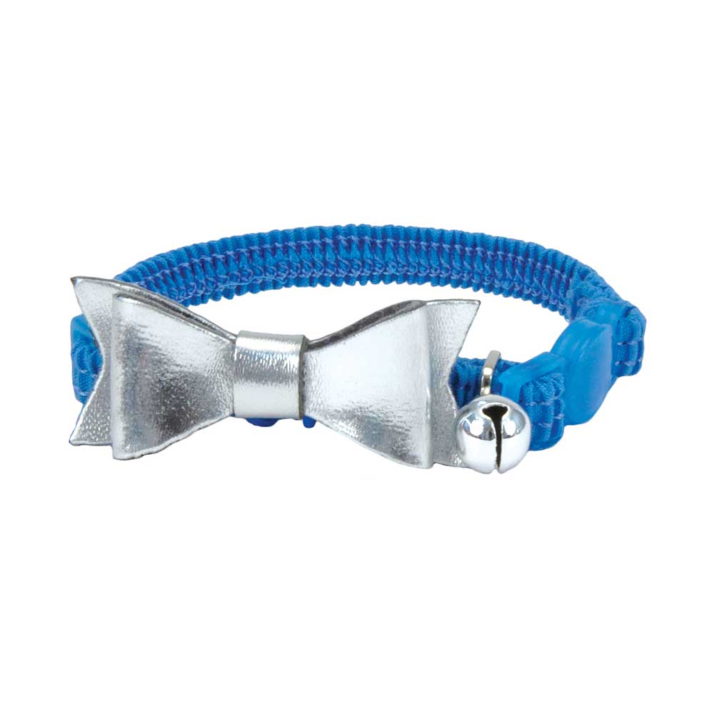 Li’l Pals Kitten Embellishment Collar, Blue With Silver Bow