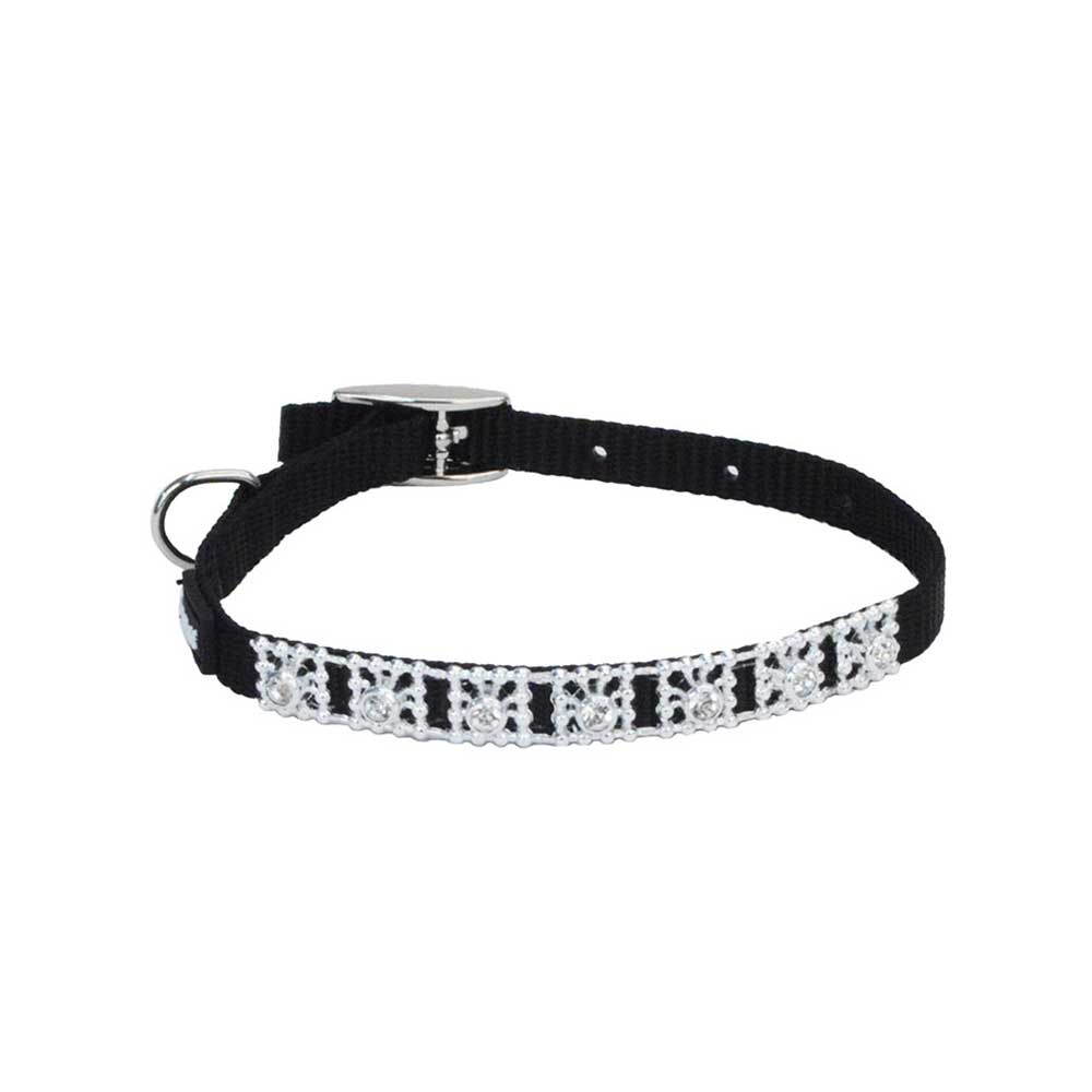 Li’l Pals Jeweled Nylon Black Dog Collar, X Small