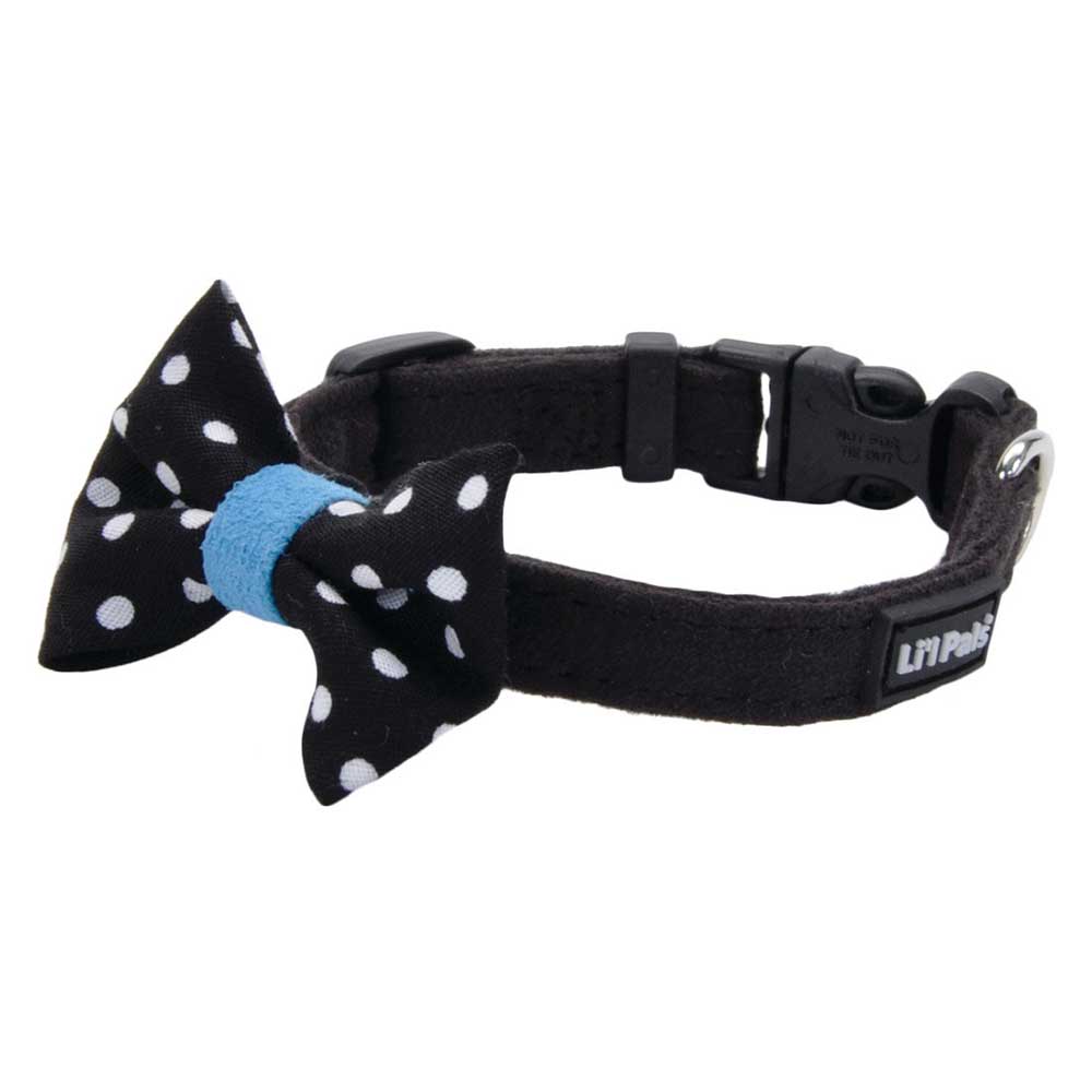 Li’l Pals Microfiber Dog Collar, Black Dottie