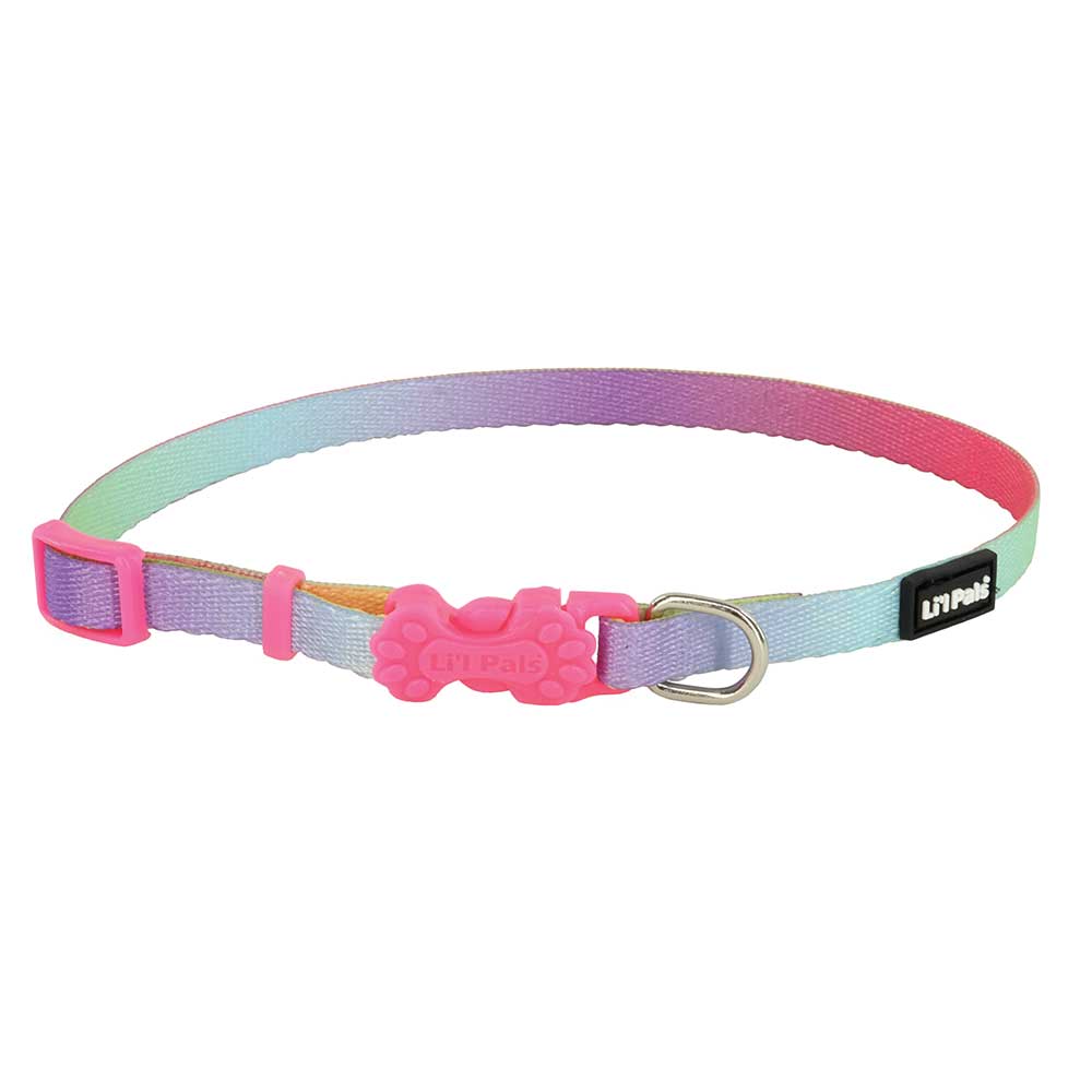 Li’l Pals Adjustable Patterned Dog Collar, Pastel Rainbow