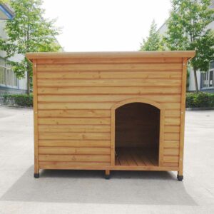 BLUE PAW Flat Roof Wooden Kennel, X-Large