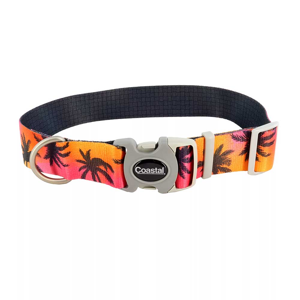 SUBLIME Adjustable Dog Collar, Sunset Palms • Shop Online at Petmania •