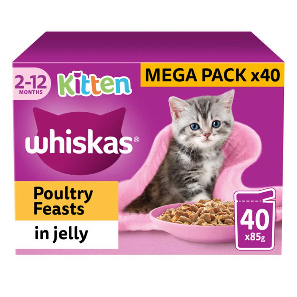 Whiskas 2 12mths Kitten Poultry Feasts In Jelly, 40x85g