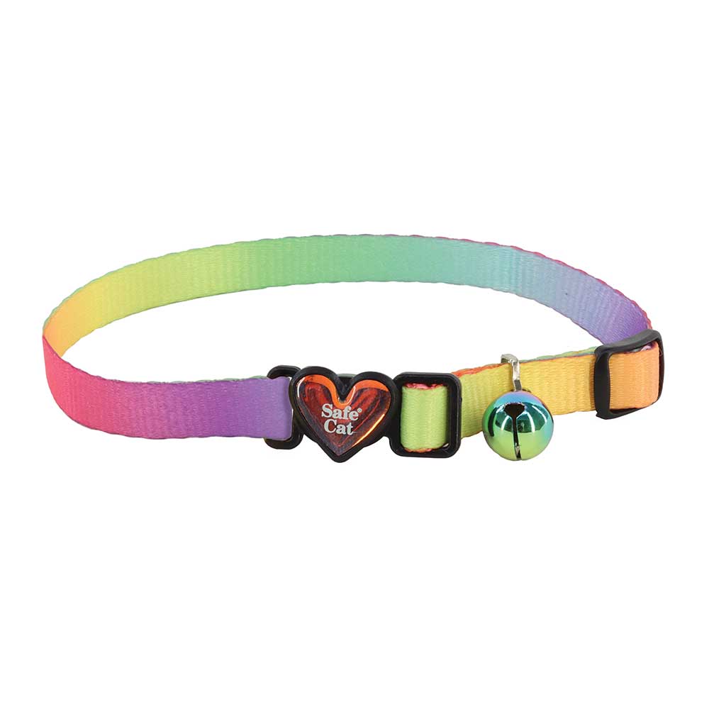 Safe Cat Breakaway Collar With Heart Buckle, Pastel Rainbow