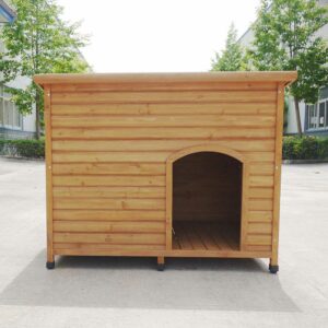 BLUE PAW Flat Roof Wooden Kennel, Large