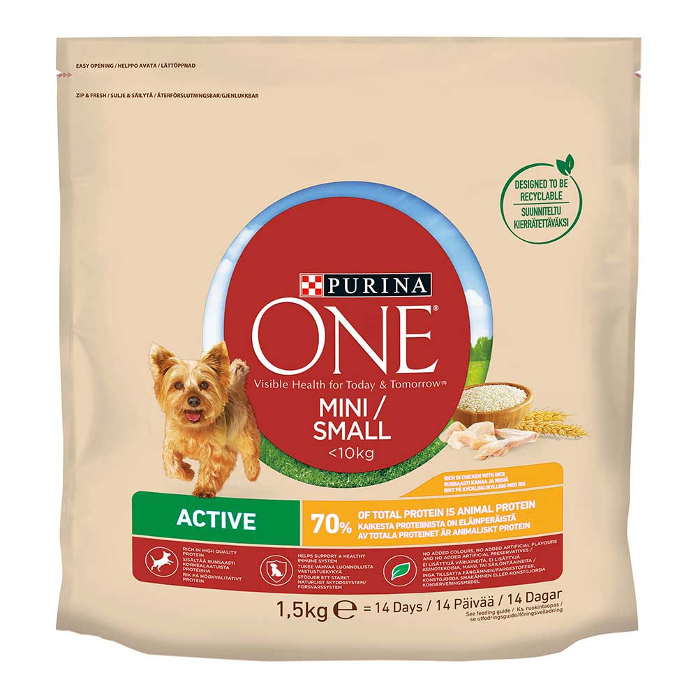PURINA ONE Active Mini/Small Dog Food, Chicken 1.5kg