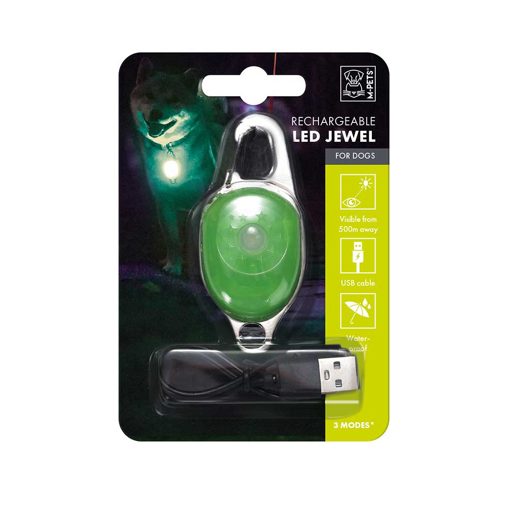 M Pets Rechargeable Led Jewel, Green