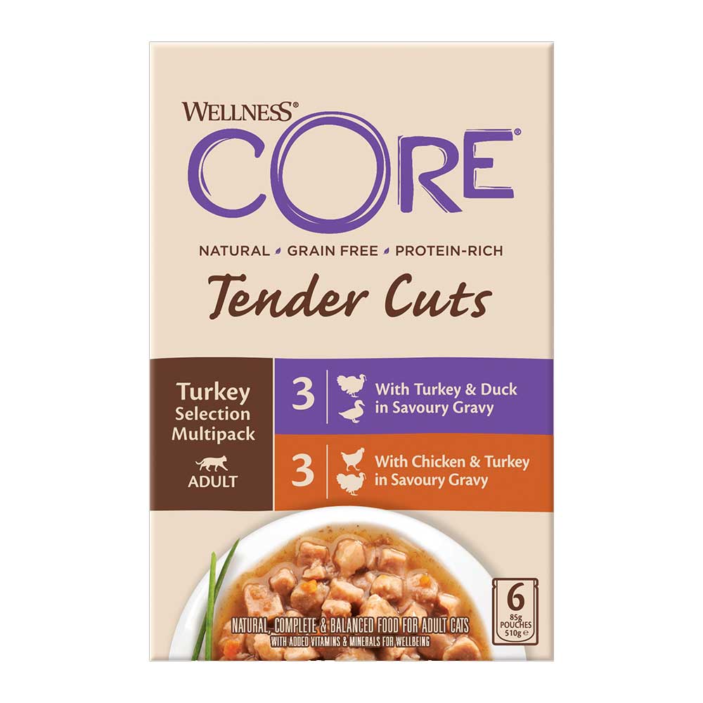Wellness Core Cat Tender Cuts Turkey Selection Multipack, 6x85g