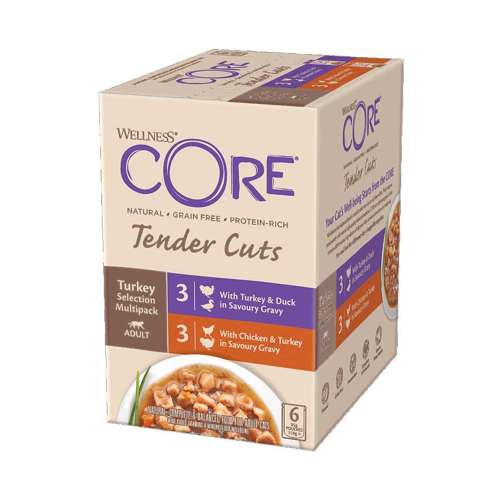 Wellness Core Cat Tender Cuts Turkey Selection Multipack, 6x85g
