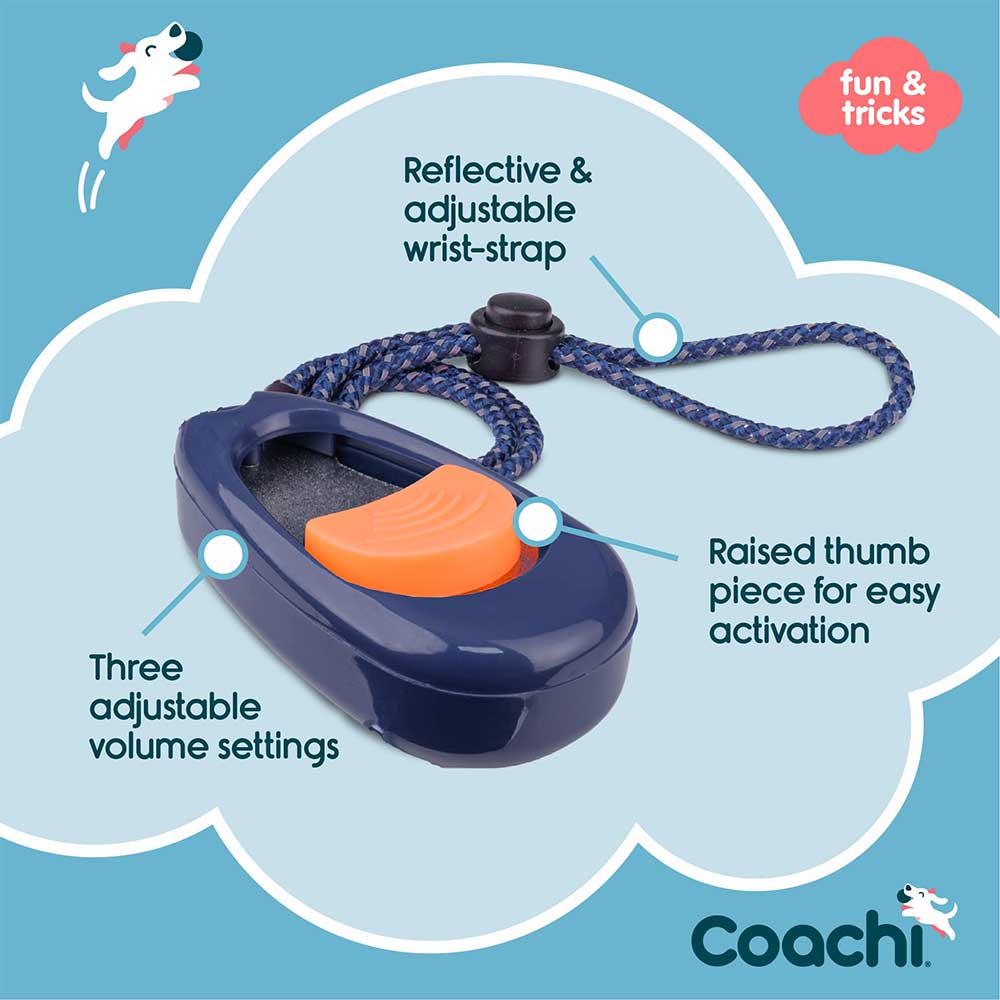 Coachi Multi Clicker, Navy With Coral Button