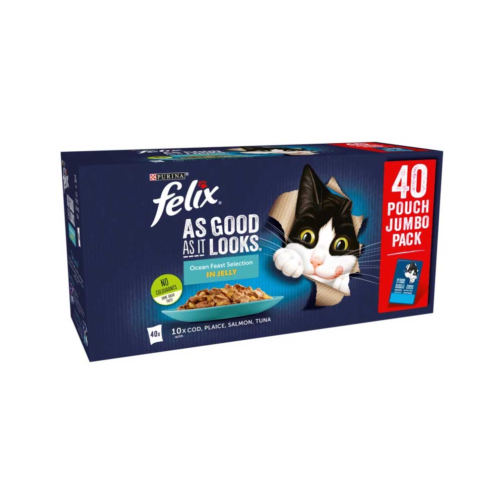 Felix Agail Ocean Feasts In Jelly, Jumbo Pack 40x100g
