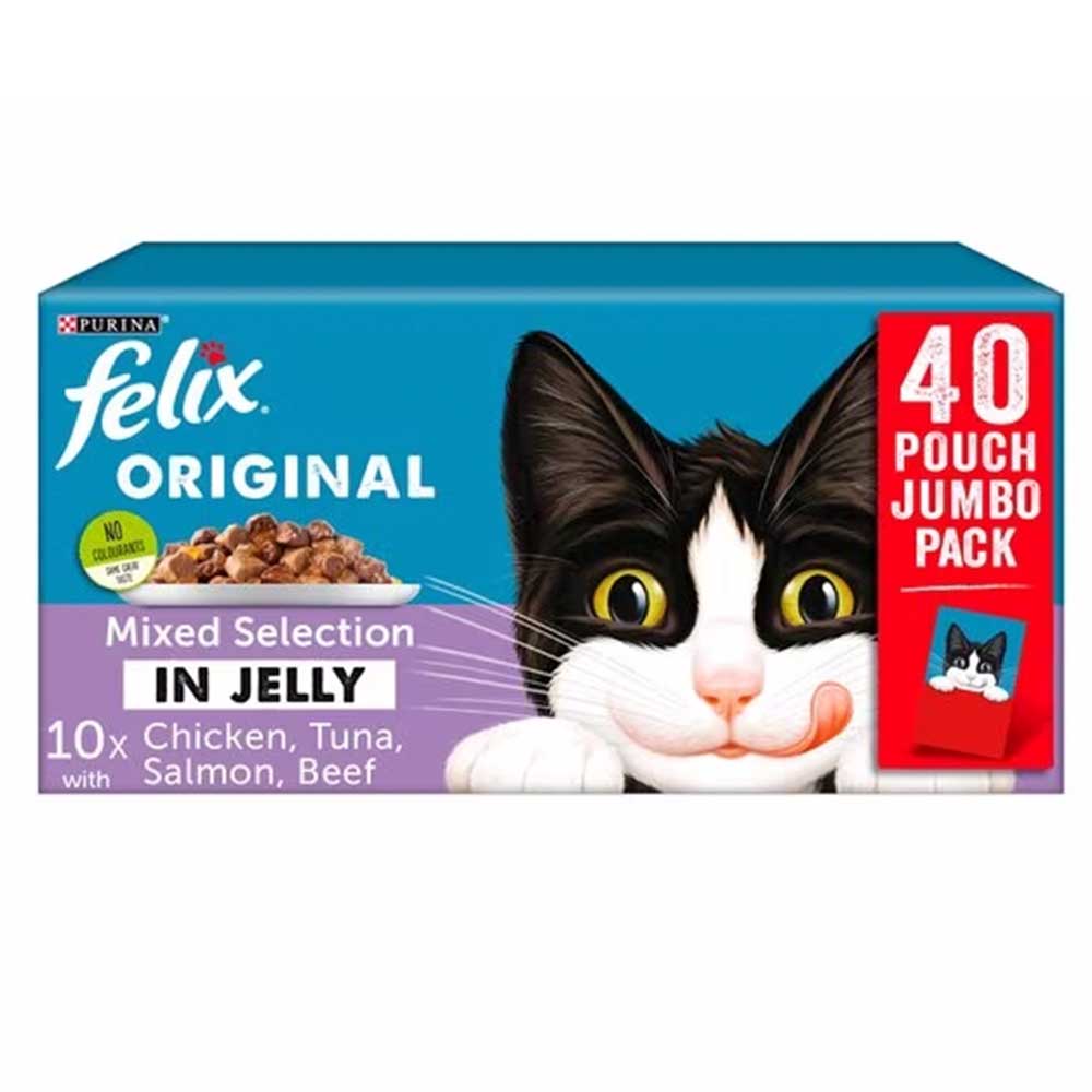 Felix Original Mixed Selection In Jelly, Jumbo Pack 40x100g