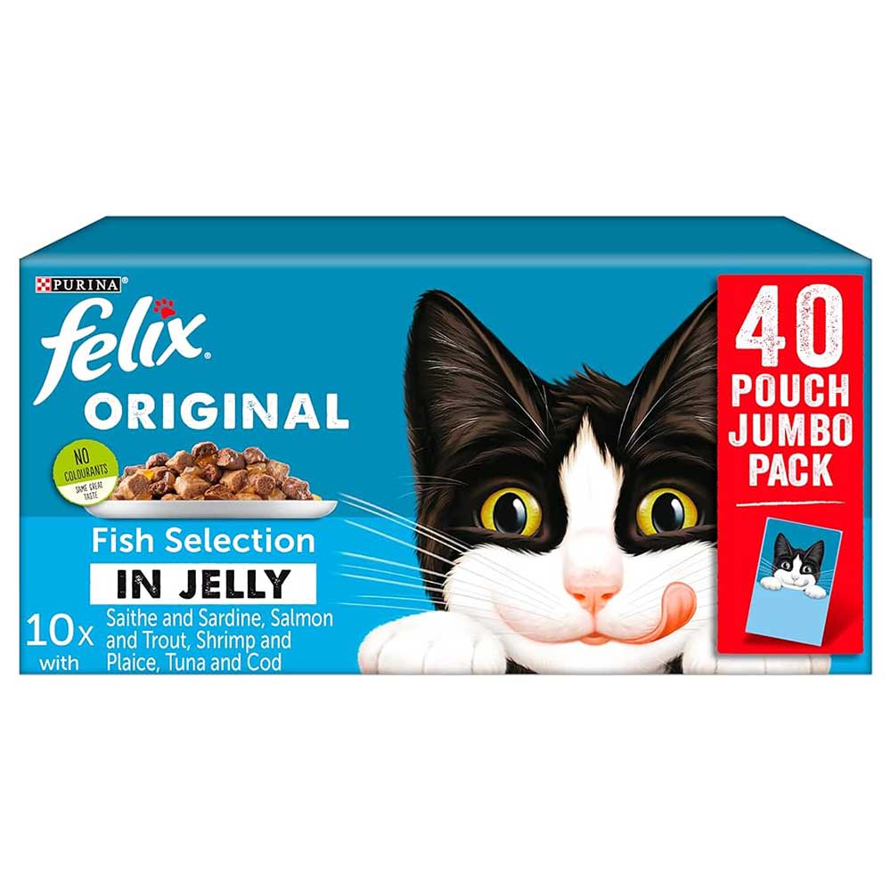 Felix Original Fish Selection In Jelly, Jumbo Pack 40x100g