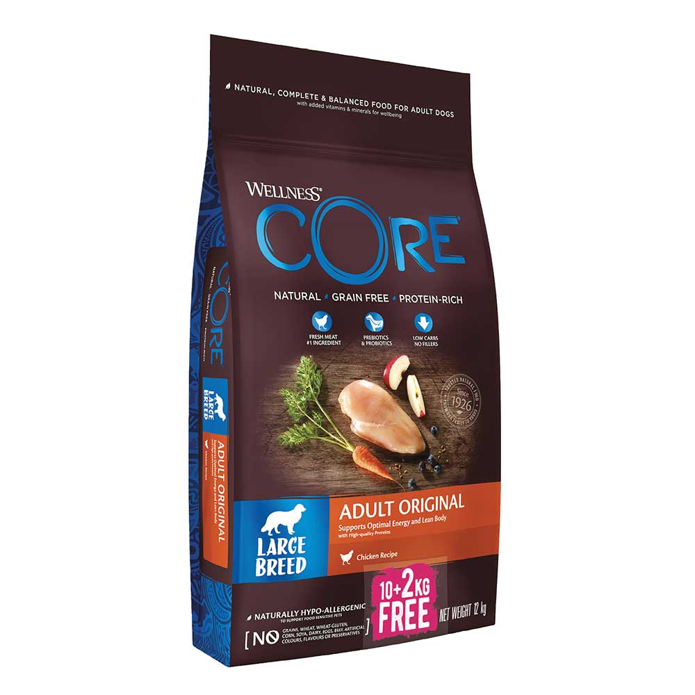 WELLNESS CORE Dog Large Breed Chicken, 10kg + 2kg Free