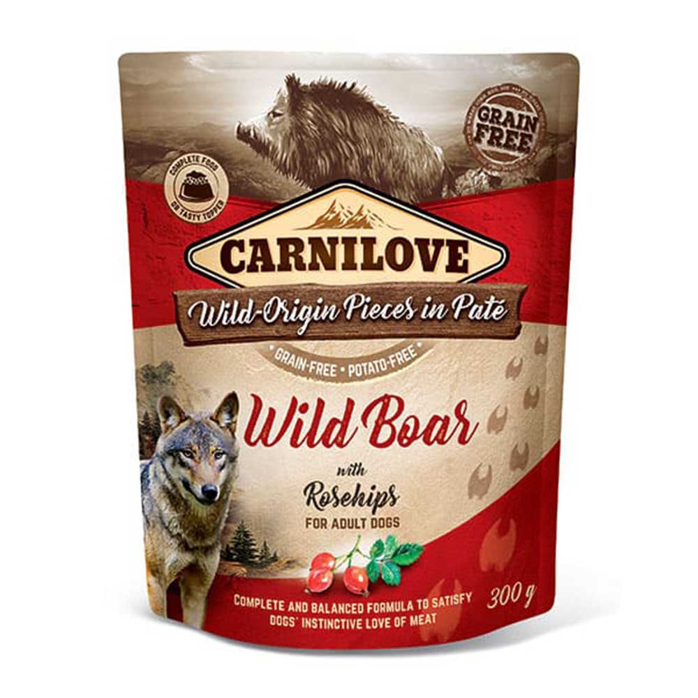 CARNILOVE Dog Pouch Paté, Wild Boar & Rosehips 300g