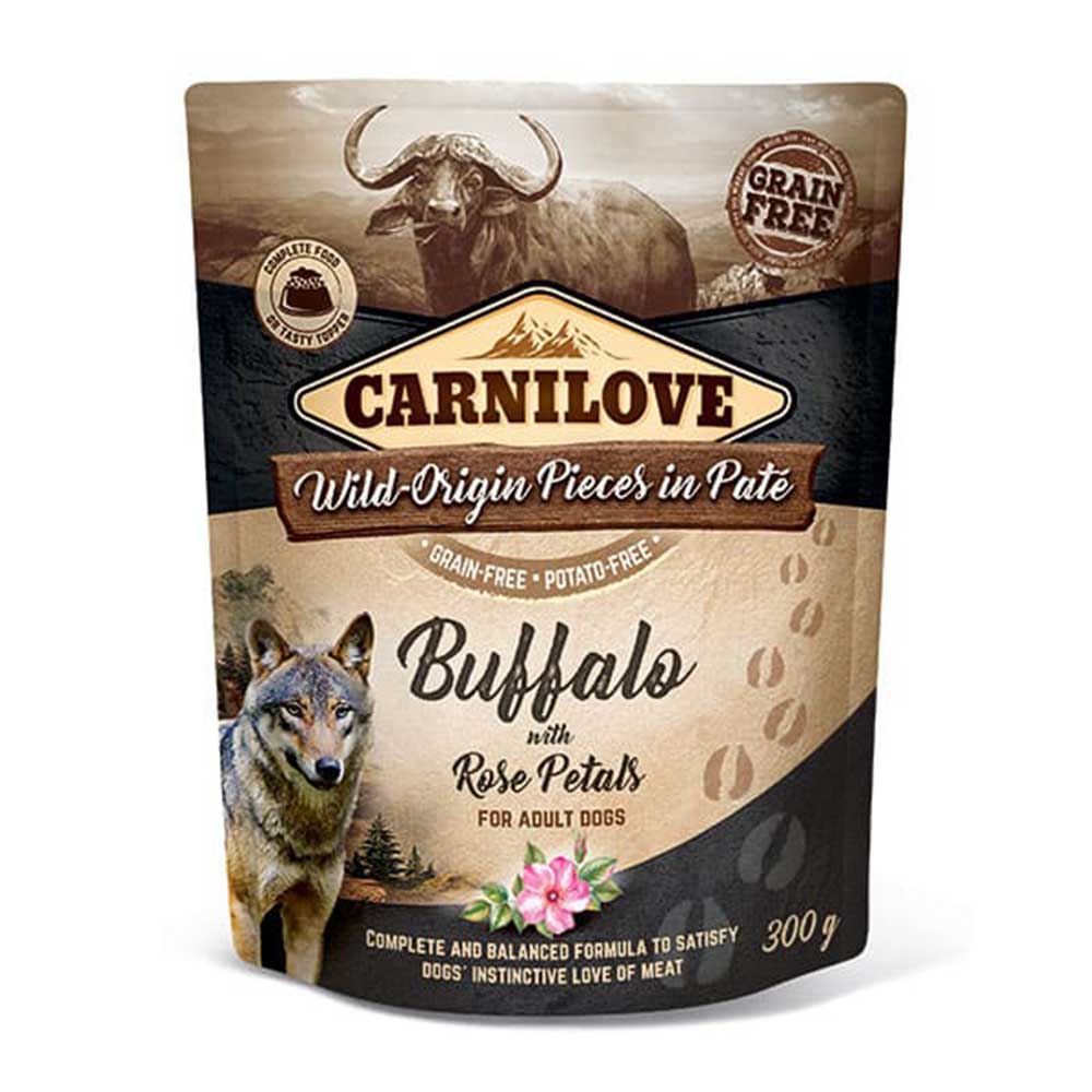 CARNILOVE Dog Pouch Paté, Buffalo & Rose Petals 300g